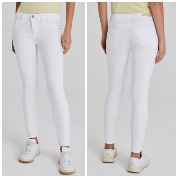 AG Adriano Goldschmied THE LEGGING ANKLE Super Skinny Jeans in White Raw Hem - Picture 9 of 16